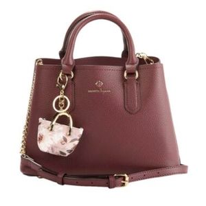 Nanette Lepore Burgundy 2 Zipper Cross Shoulder Purse